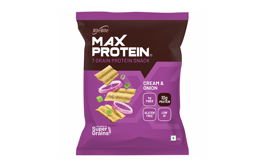 Ritebite Max Protein 7 Grain Protein Snack Cream & Onion   Pack  60 grams